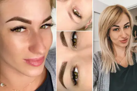 Kobieta z perfekcyjnymi brwiami permanentnymi i rzęsami. Zobacz, ile się robi brwi permanentne, by uzyskać taki efekt!