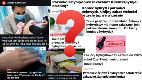 Czy pod żel daje się bazę? Nagłówki informują o zakazie hybryd i paznokci żelowych.